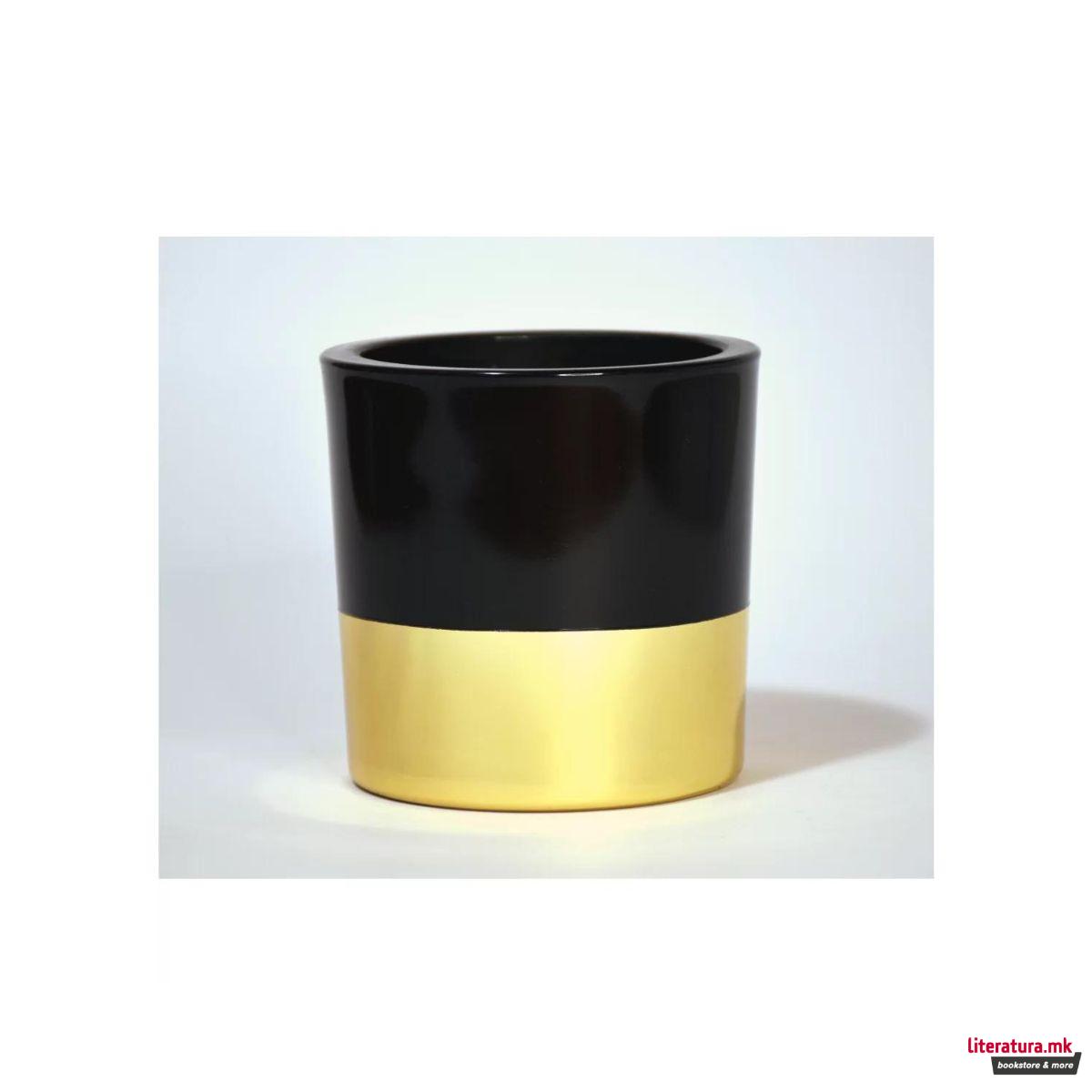 Свеќа, Candele Firenze VIP Glass, кадифена црна/металик златна