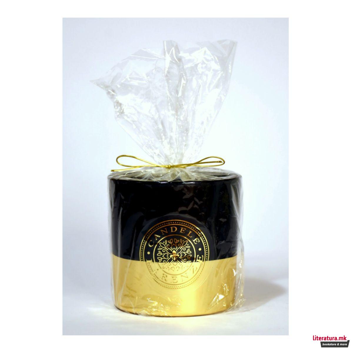 Свеќа, Candele Firenze VIP Glass, кадифена црна/металик златна