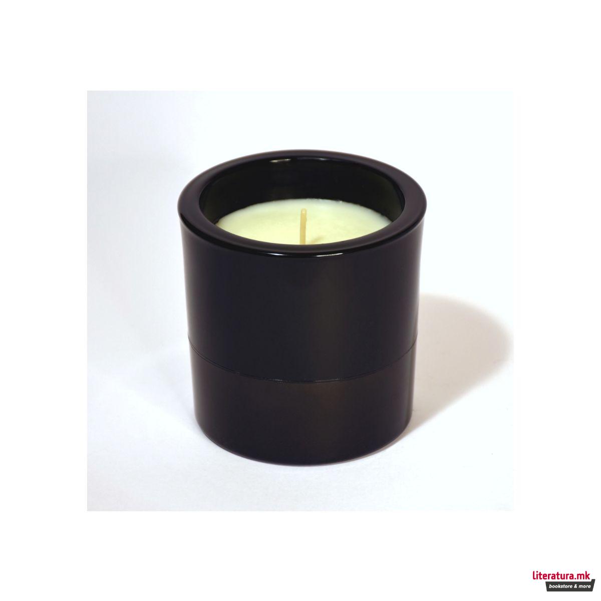 Свеќа, Candele Firenze VIP Glass, кадифена црна/металик црна 