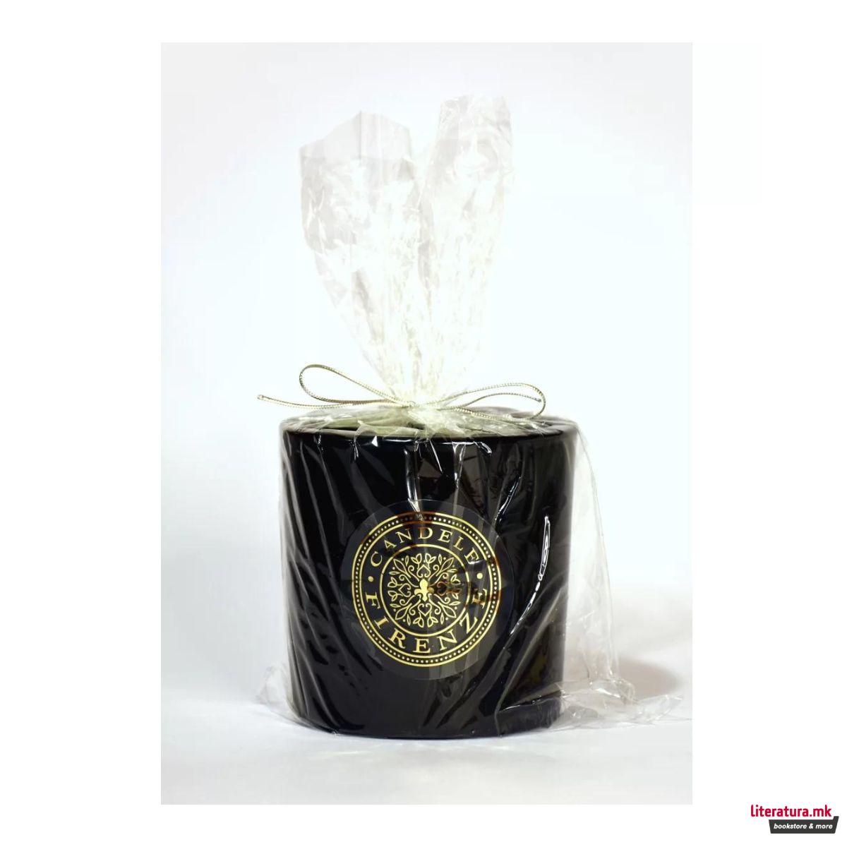 Свеќа, Candele Firenze VIP Glass, кадифена црна/металик црна 