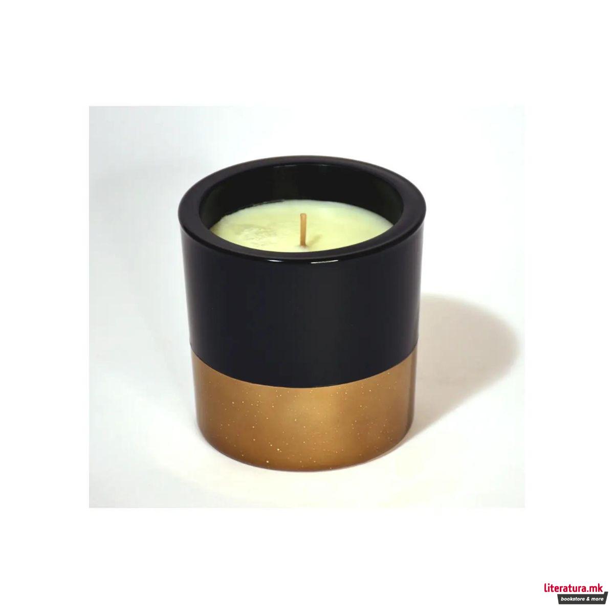 Свеќа, Candele Firenze VIP Glass, кадифена црна/металик костенлива 