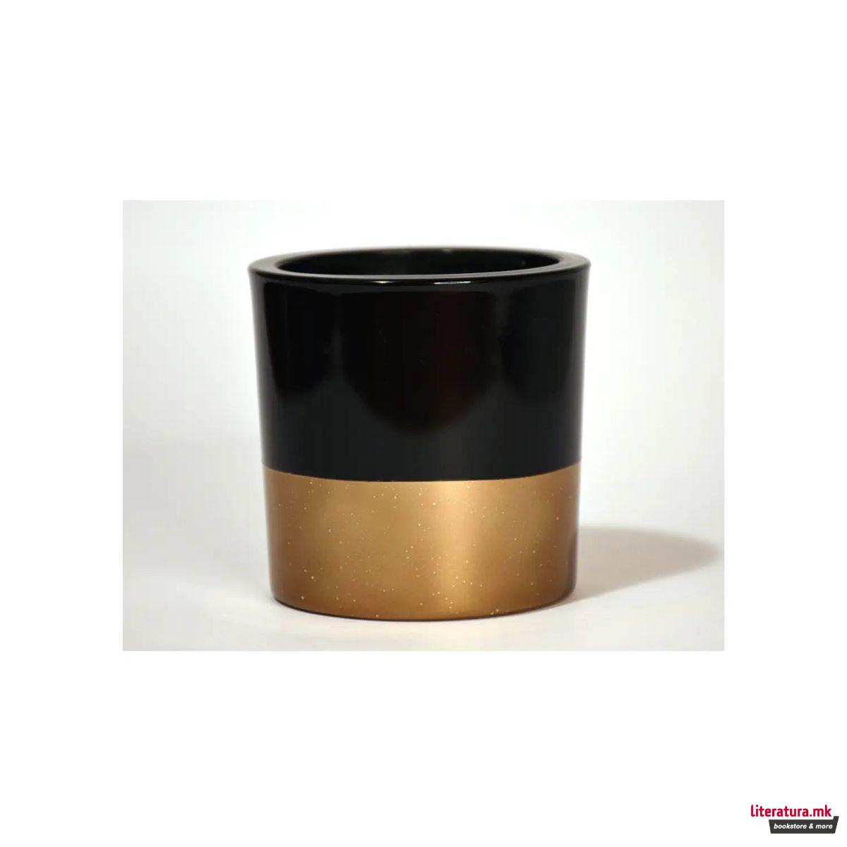 Свеќа, Candele Firenze VIP Glass, кадифена црна/металик костенлива 