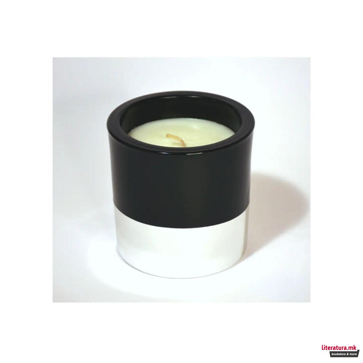 Свеќа, Candele Firenze VIP Glass, кадифена црна/металик сребрена 