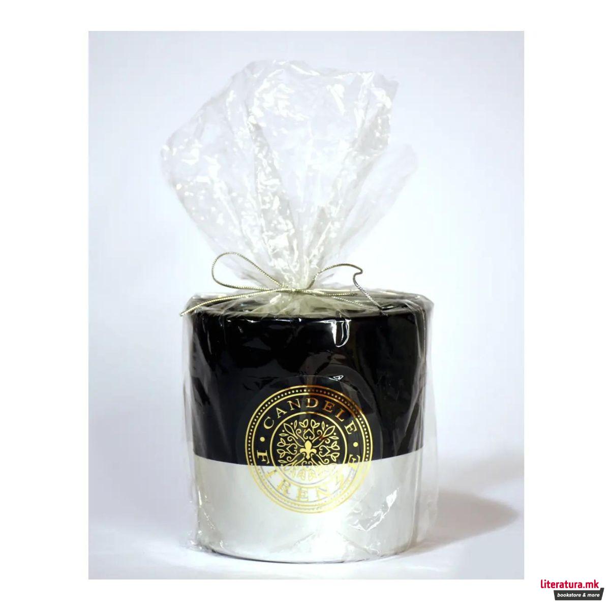 Свеќа, Candele Firenze VIP Glass, кадифена црна/металик сребрена 