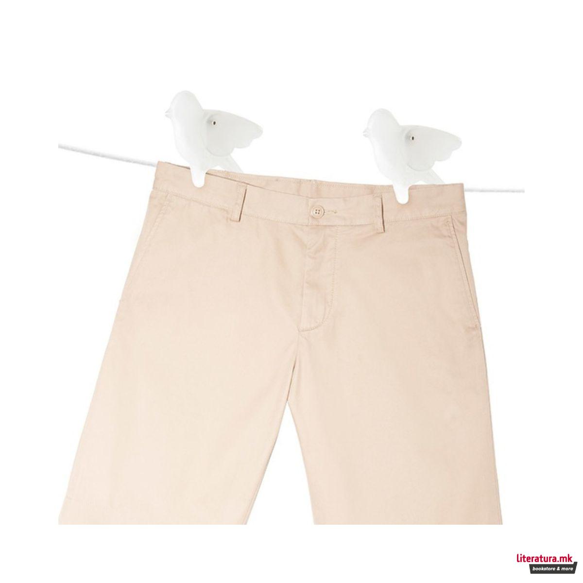 Сет од 10 штипки за алишта, Birdie, бели 