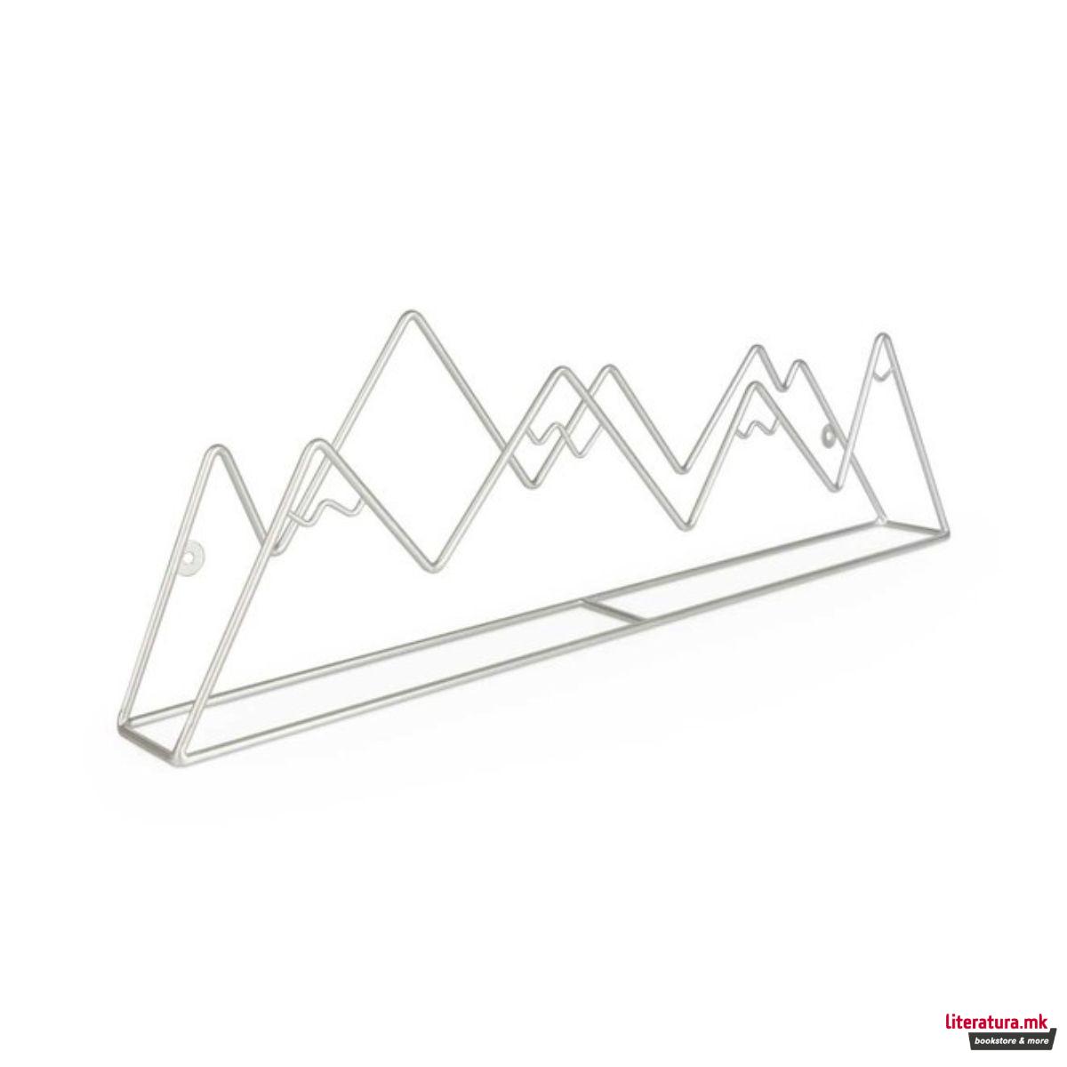 Метална ѕидна закачалка, Mountain, сребрена 