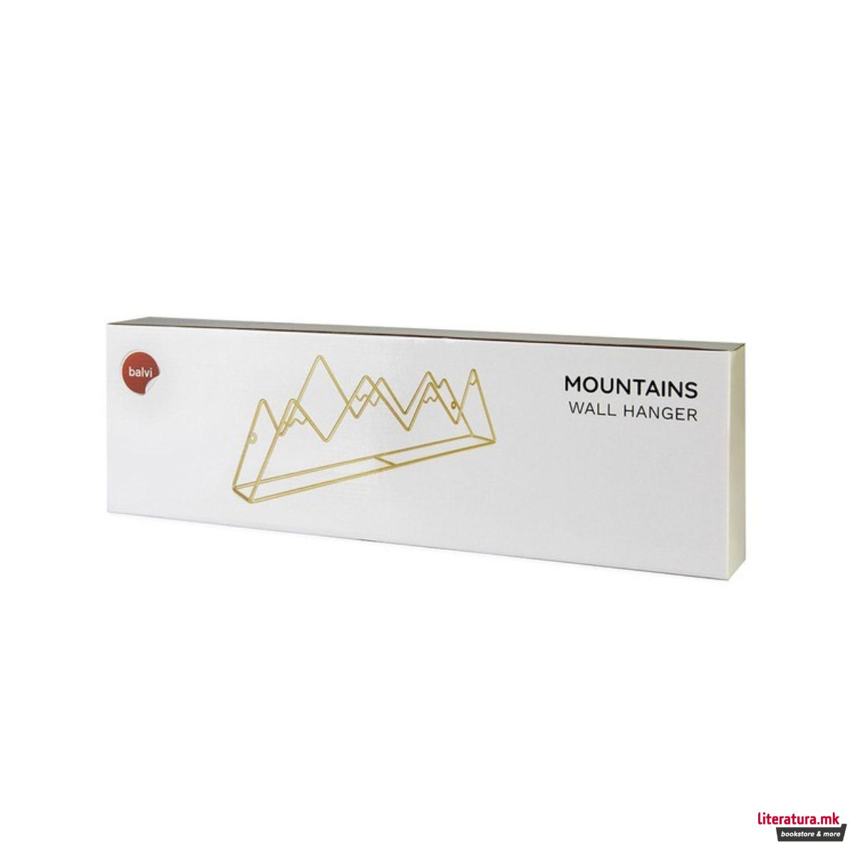 Метална ѕидна закачалка, Mountain, златна 