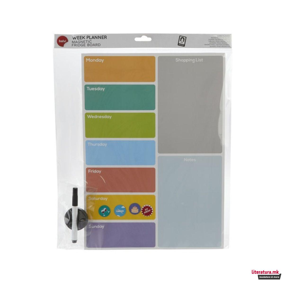 Магнетна табла за на фрижидер + маркер, Weekly Planner 