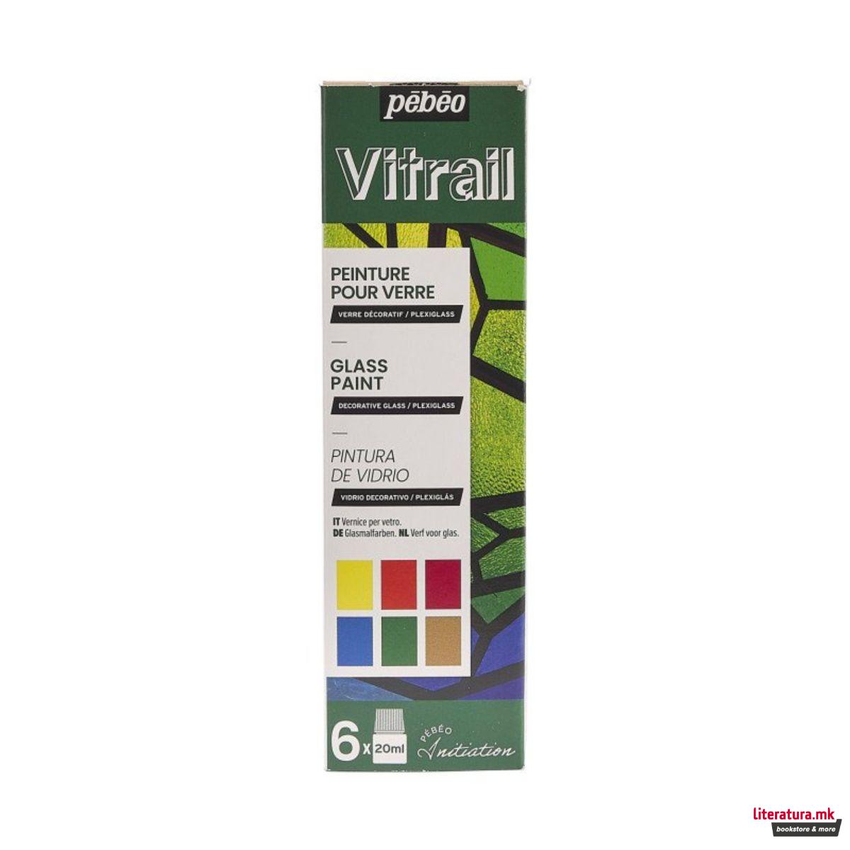 Сет бои за стакло, Pebeo, Vitrail - Initiation, 6x20ml 