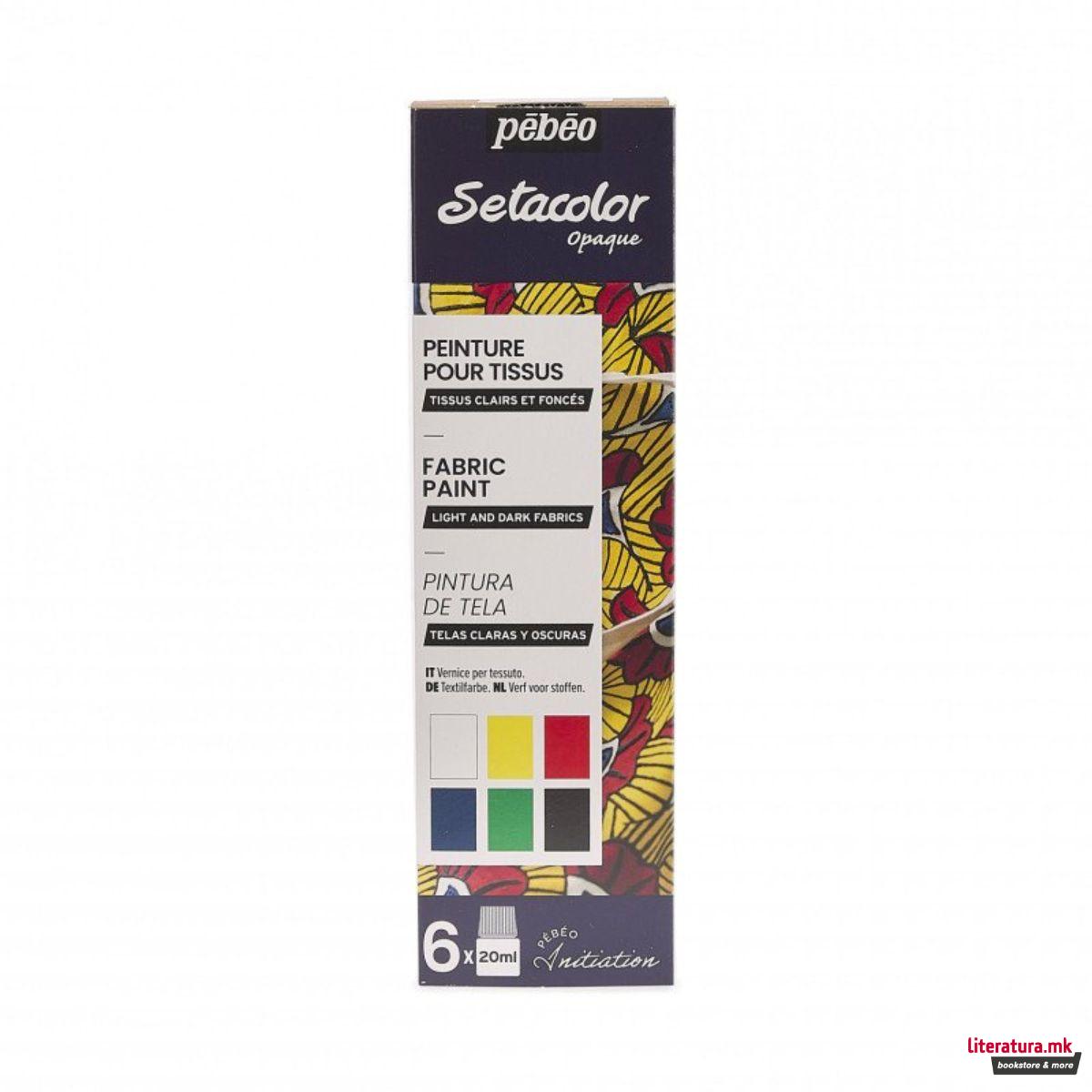 Сет бои за текстил, Pebeo, Setacolor Opaque - Initiation, 6x20ml 