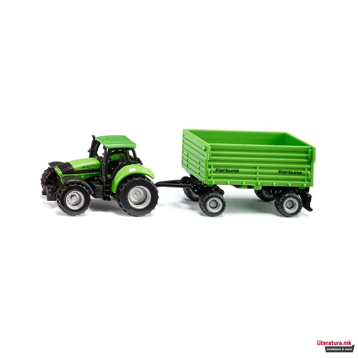 Фигура, Tractor DEUTZ-FAHR with Fortuna 4-wheel-trailer 