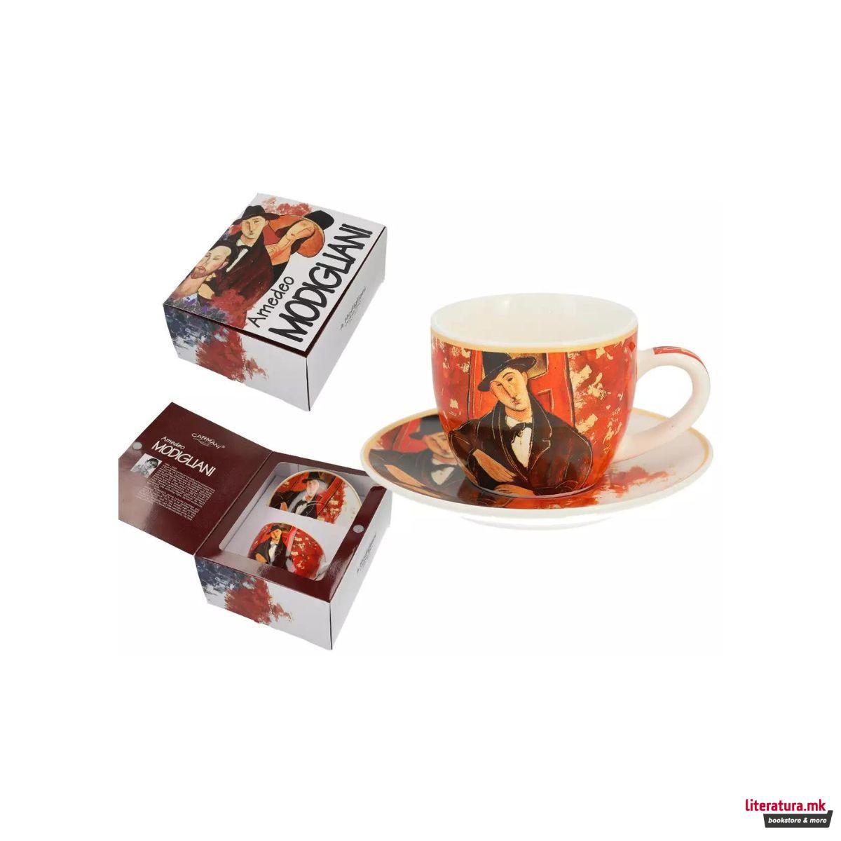 Шолја за еспресо со тацна, Carmani, Modigliani - Mario Varvogli, 80ml 