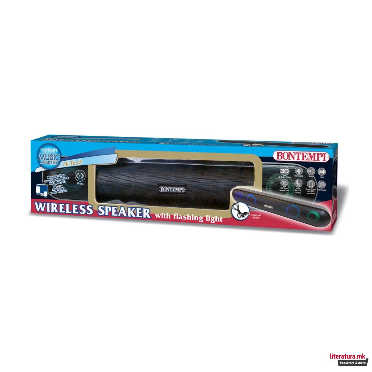 Безжичен звучник со LED светла, Music Academy Wireless Speaker 