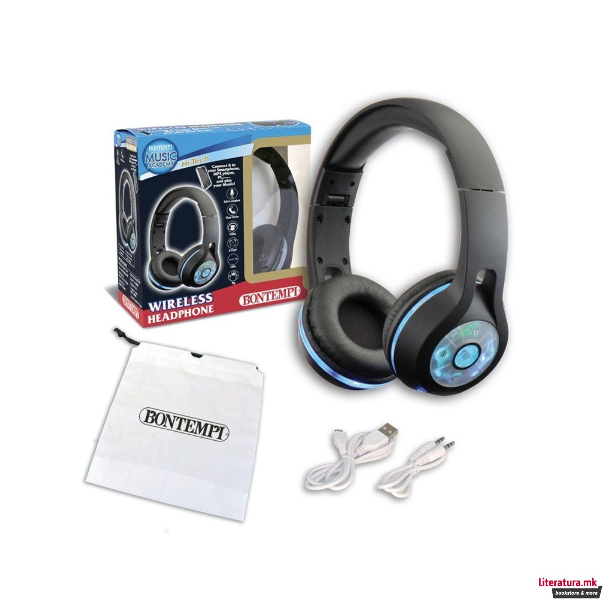 Безжични слушалки со LED светло, Music Academy Wireless Headphones 