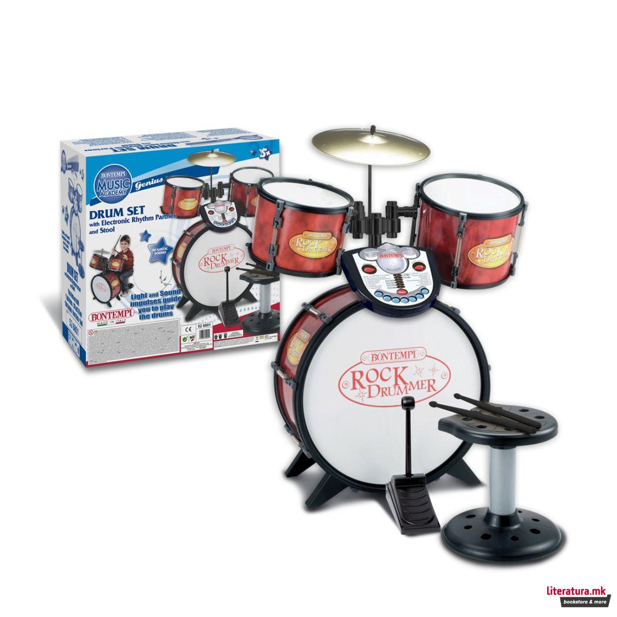 Тапани - сет со столче и електронски тутор, Music Academy Drum Set 