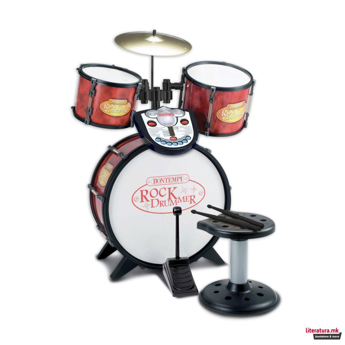 Тапани - сет со столче и електронски тутор, Music Academy Drum Set 