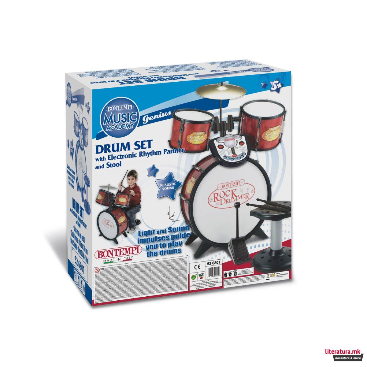 Тапани - сет со столче и електронски тутор, Music Academy Drum Set 