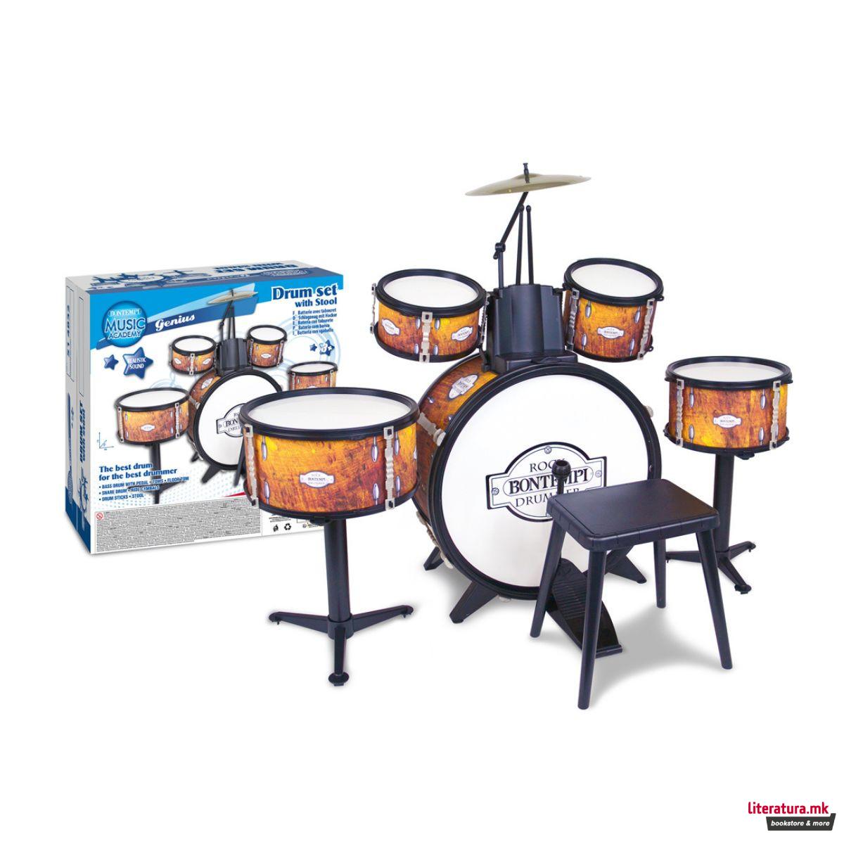 Рок тапани - сет со столче, Music Academy Rock Drum Set (Classic) 