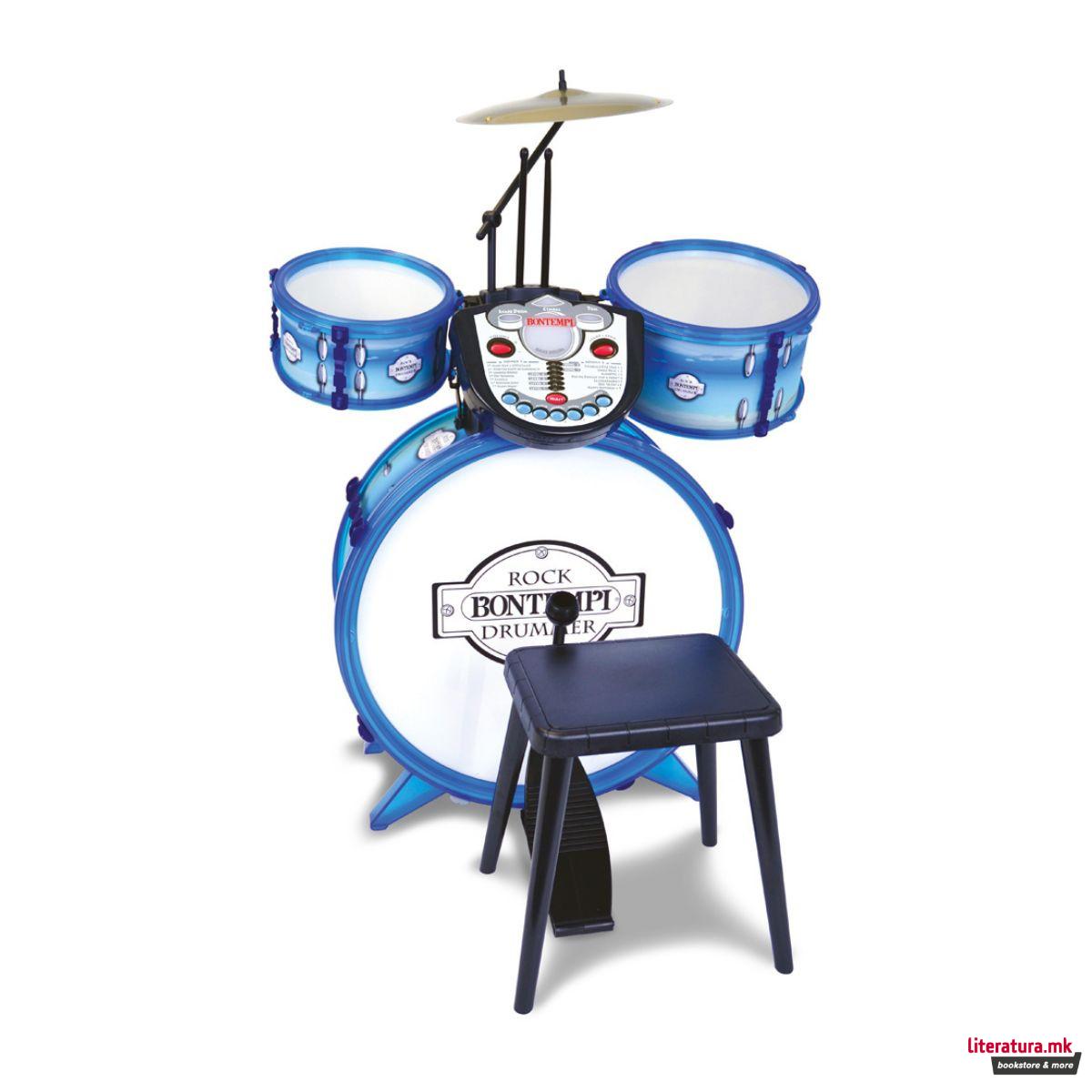 Тапани - сет со столче и електронски тутор, Toy Band Drum Set 