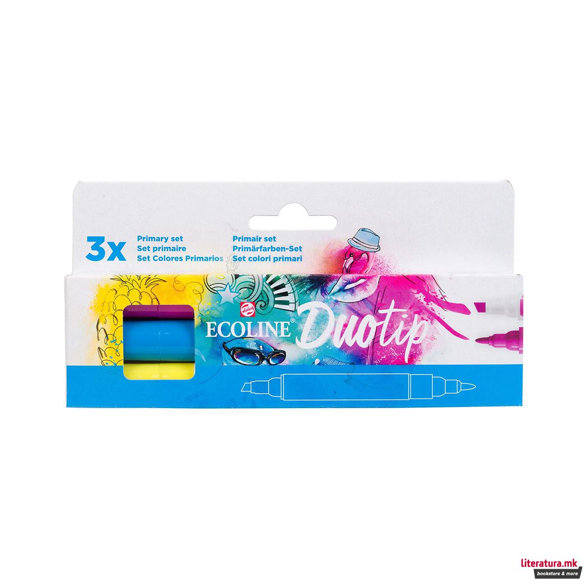 Сет двострани маркери, Ecoline - Primary, 3 бои 