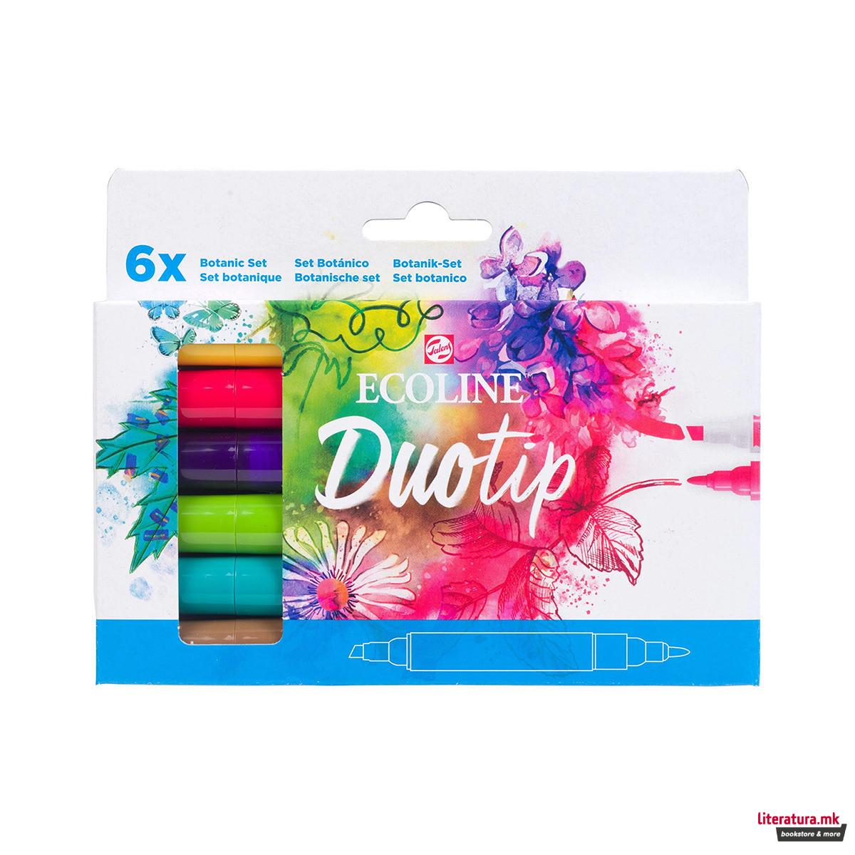 Сет двострани маркери, Ecoline - Botanic, 6 бои 