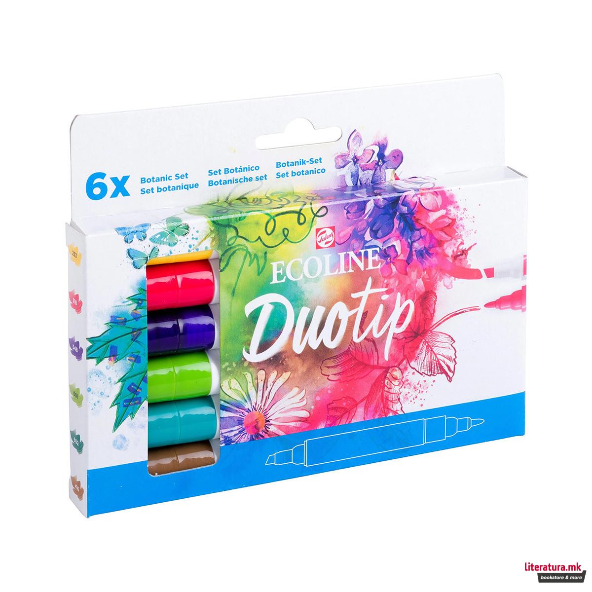 Сет двострани маркери, Ecoline - Botanic, 6 бои 