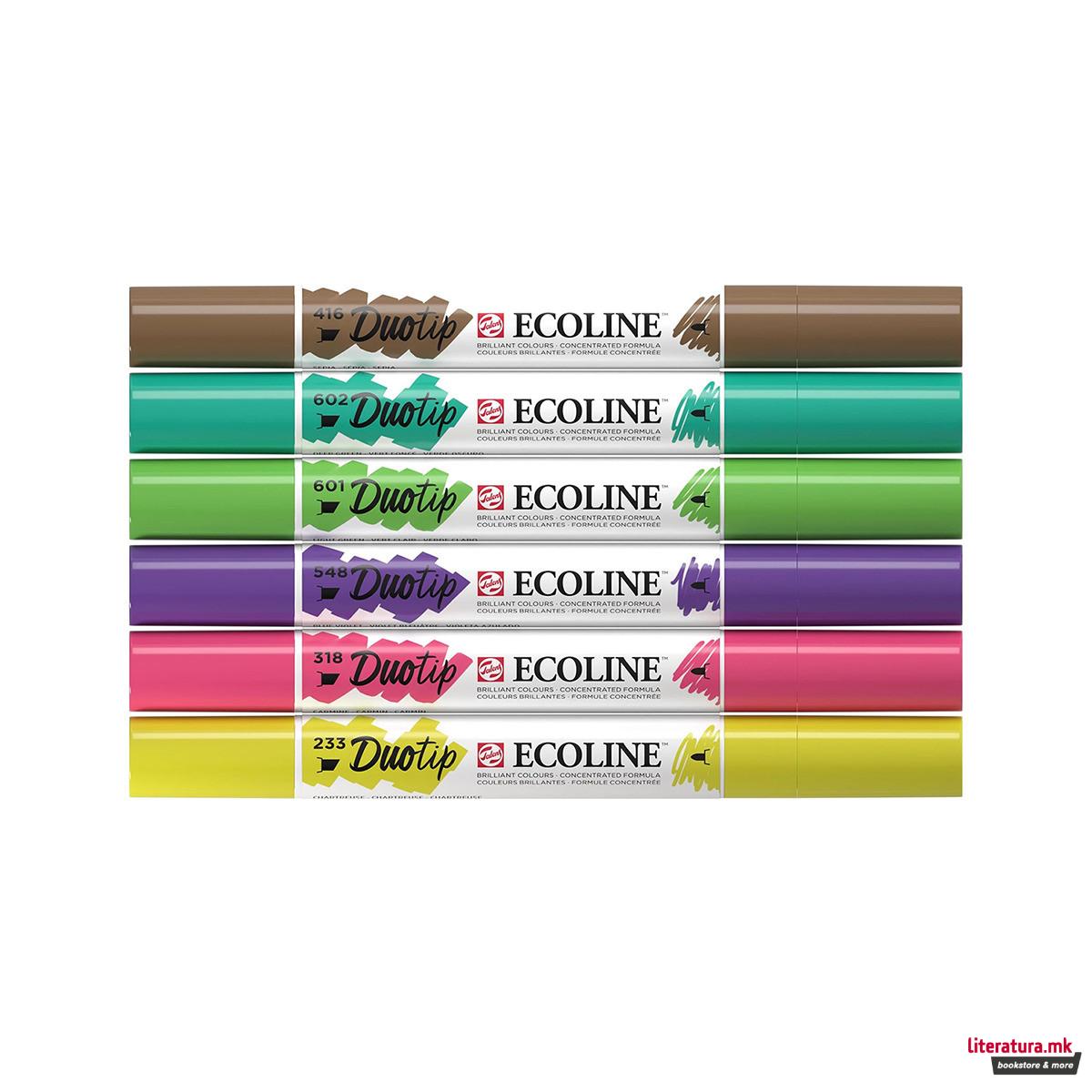 Сет двострани маркери, Ecoline - Botanic, 6 бои 