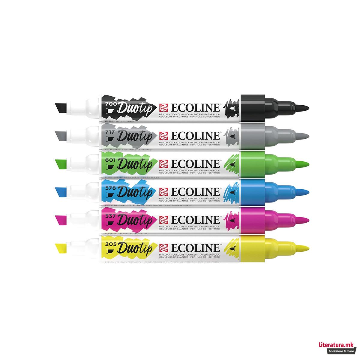 Сет двострани маркери, Ecoline - Basic, 6 бои 