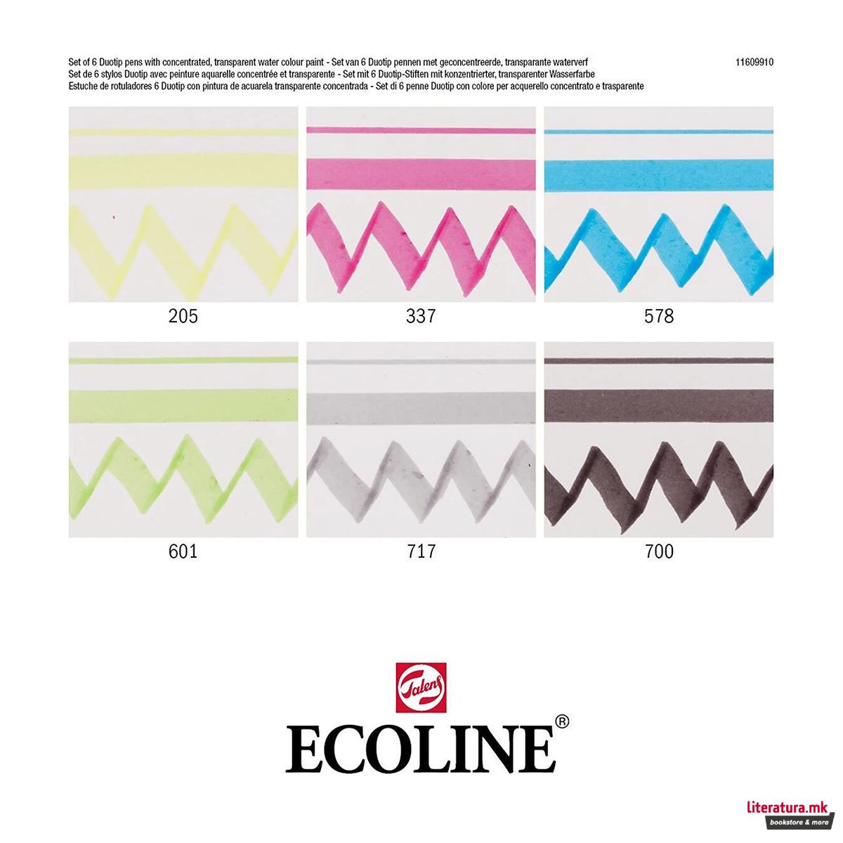 Сет двострани маркери, Ecoline - Basic, 6 бои 