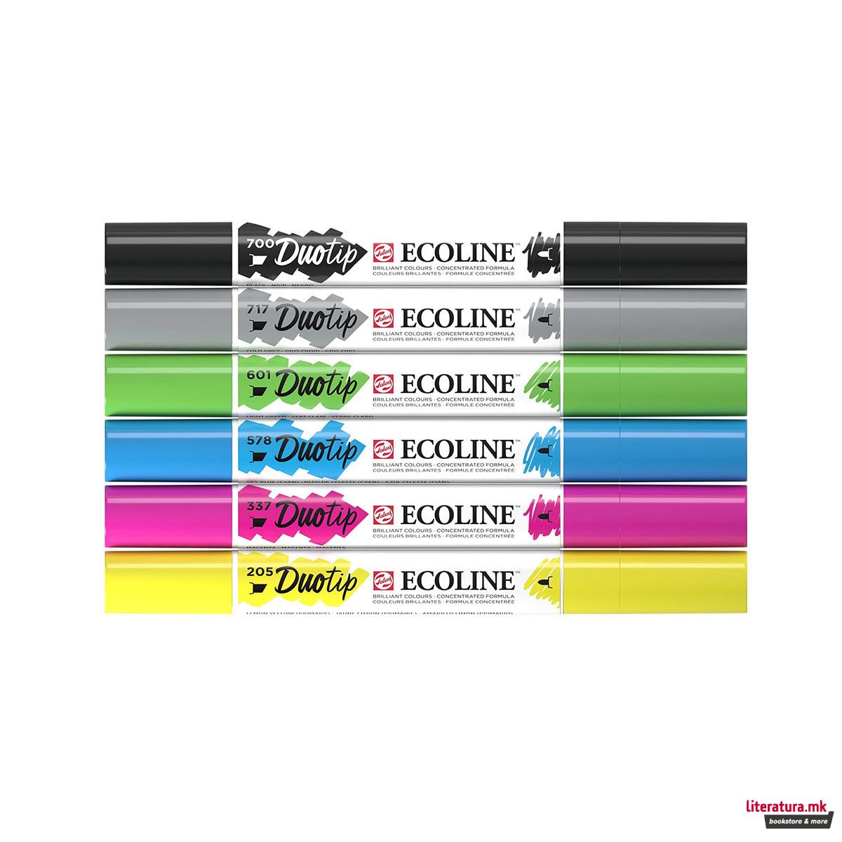 Сет двострани маркери, Ecoline - Basic, 6 бои 