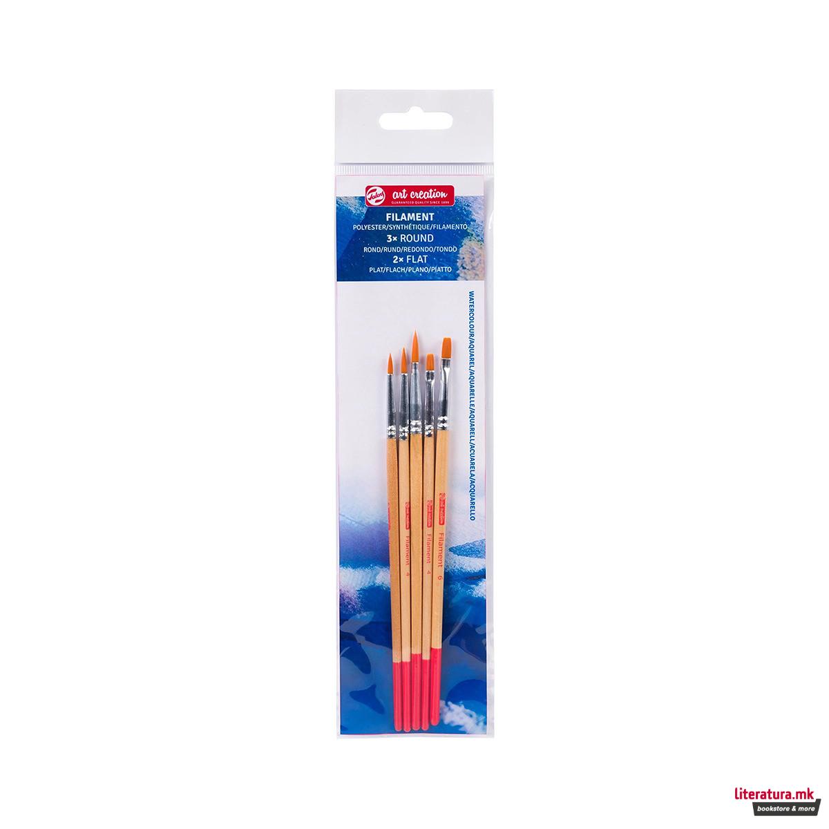 Сет четки за акварел (синтетички влакна), Talens Art Creation, 1/5 