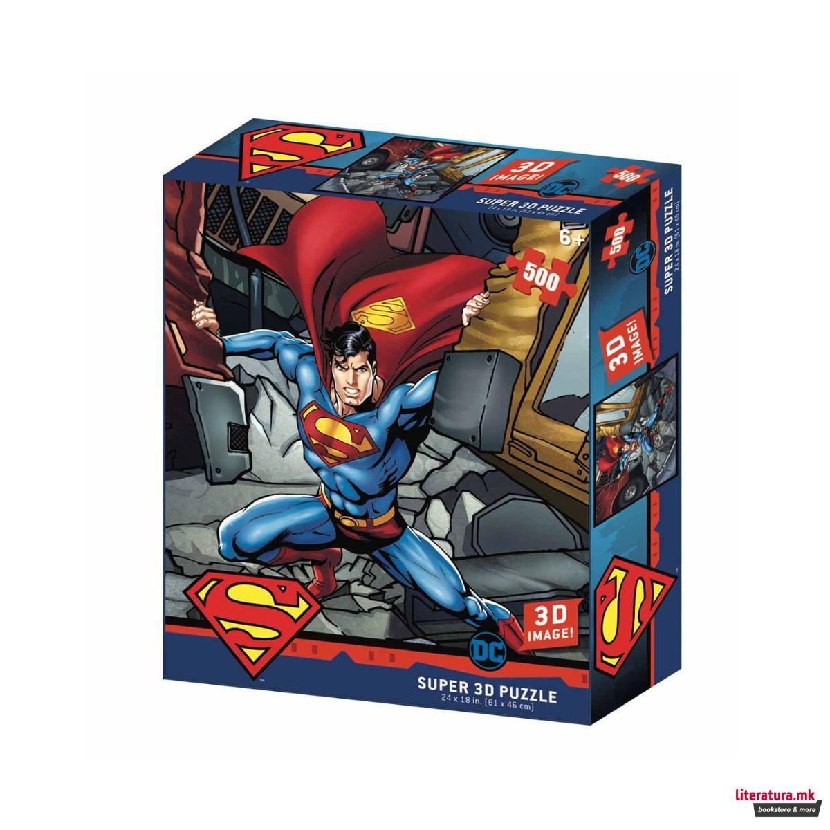 Сложувалка со 3D ефект, DC: Superman Strength, 500 парчиња
