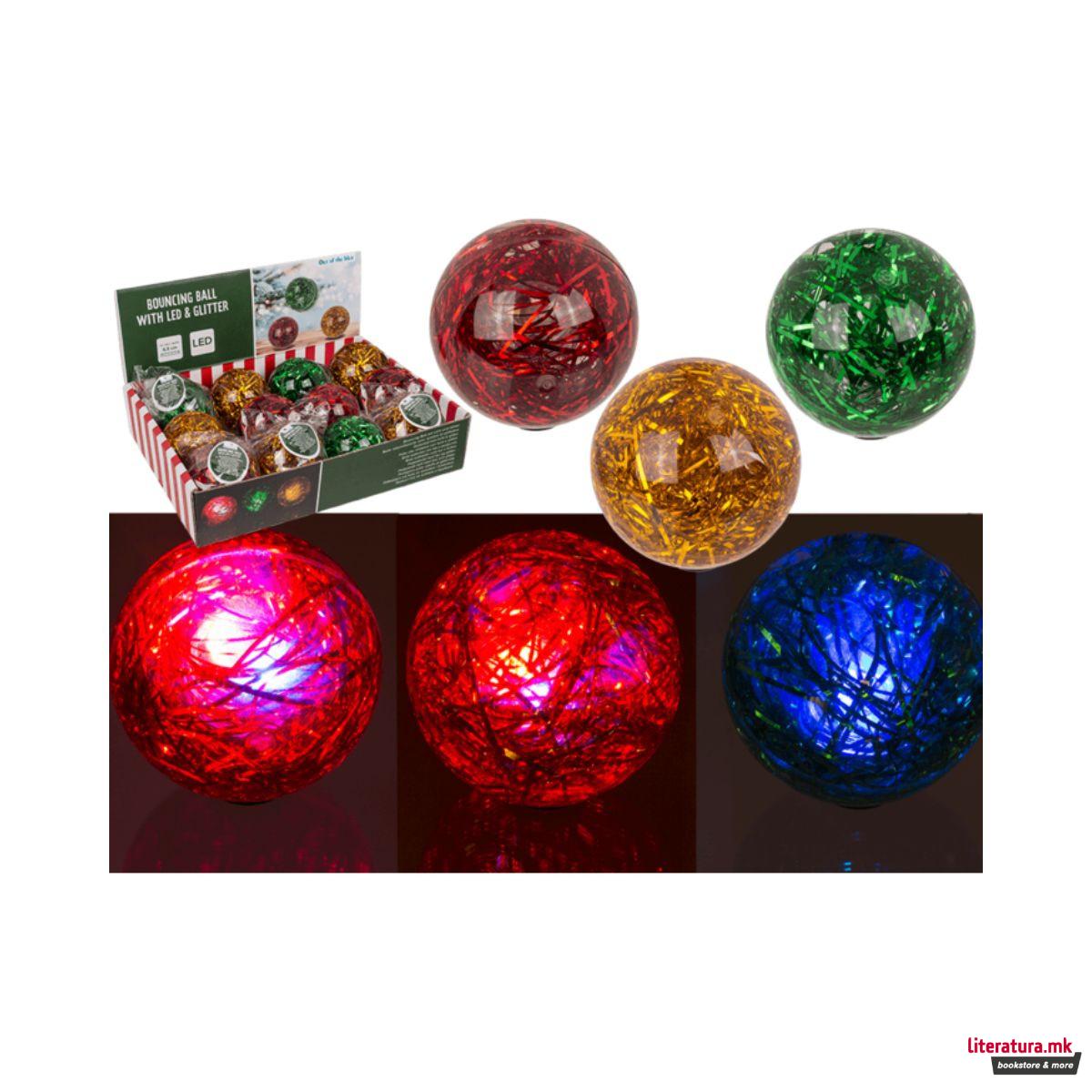 Скокалче со LED ламбичка и глитер, Christmas 