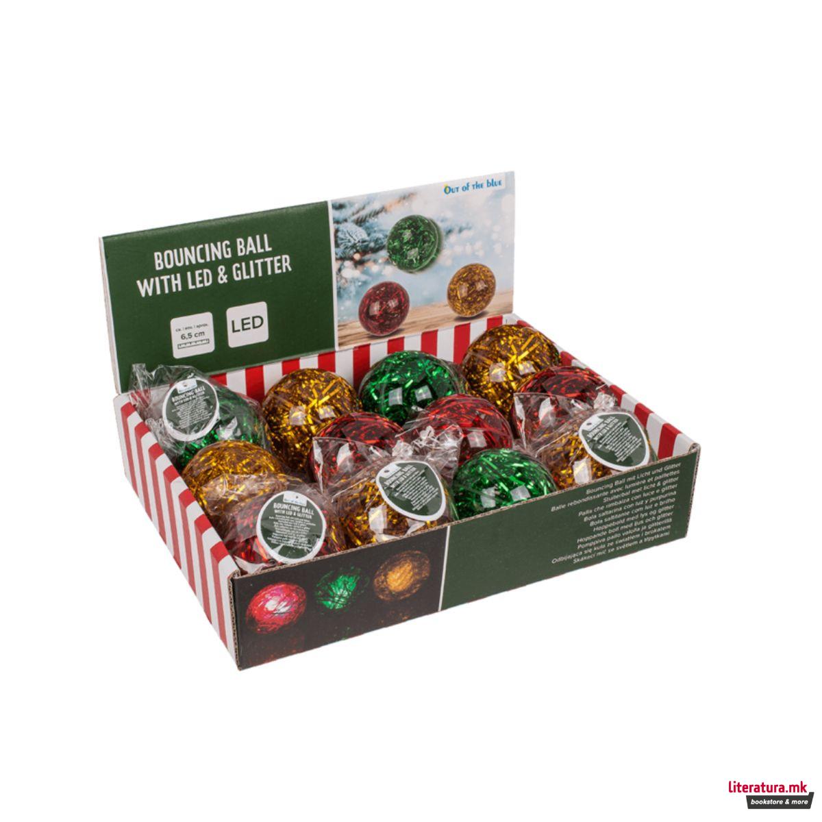 Скокалче со LED ламбичка и глитер, Christmas 