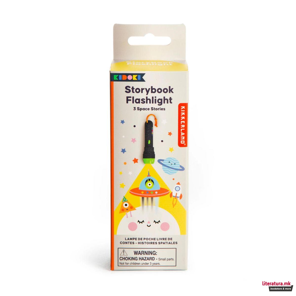 Детска батериска ламба-проектор со слики, Kidoki Storybook Flashlight - Space 