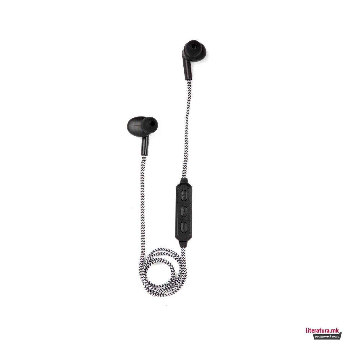 Бежични слушалки, Black Cotton Braided Wireless Earbuds 