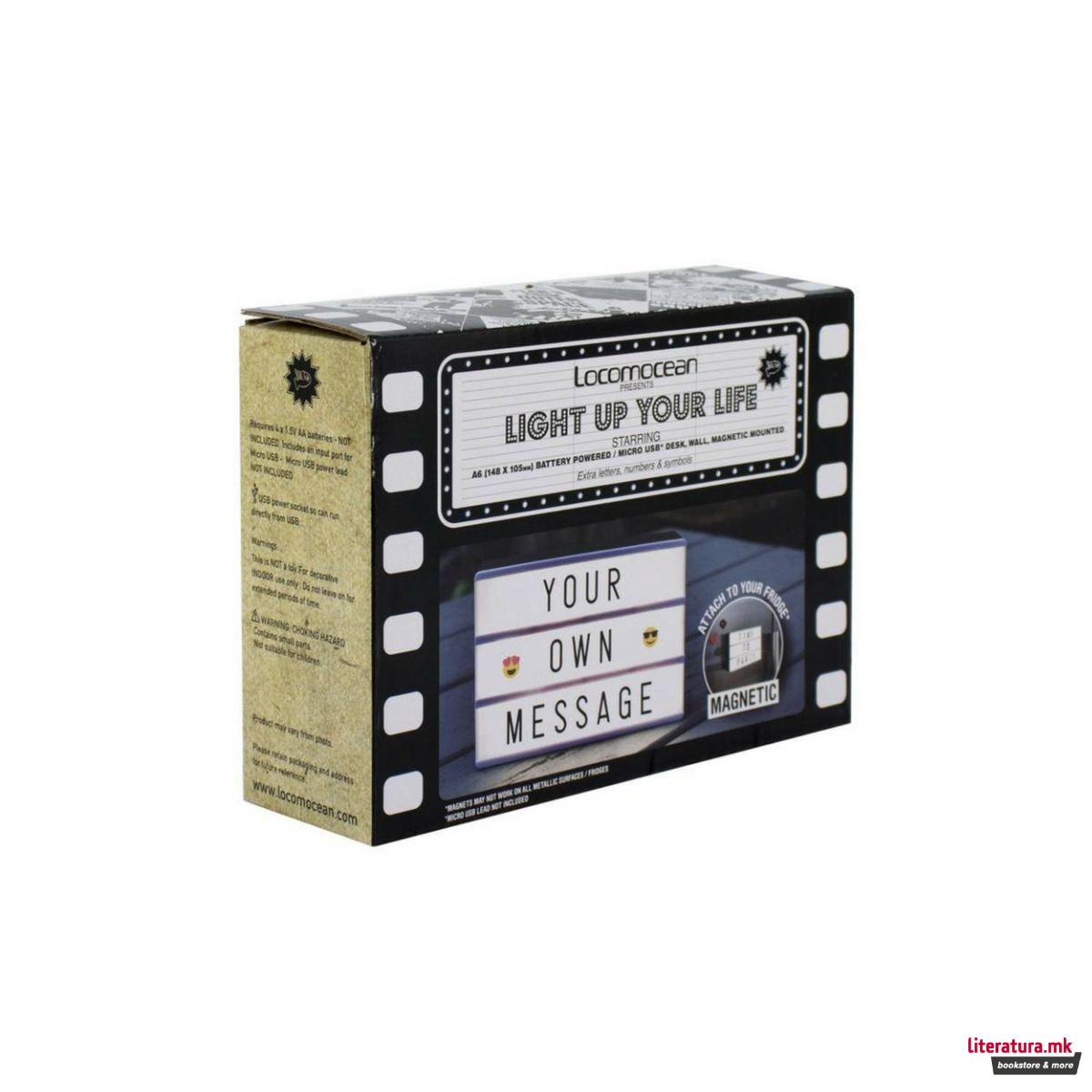 Магнетна светлечка табла, Cinematic, A6, црна 