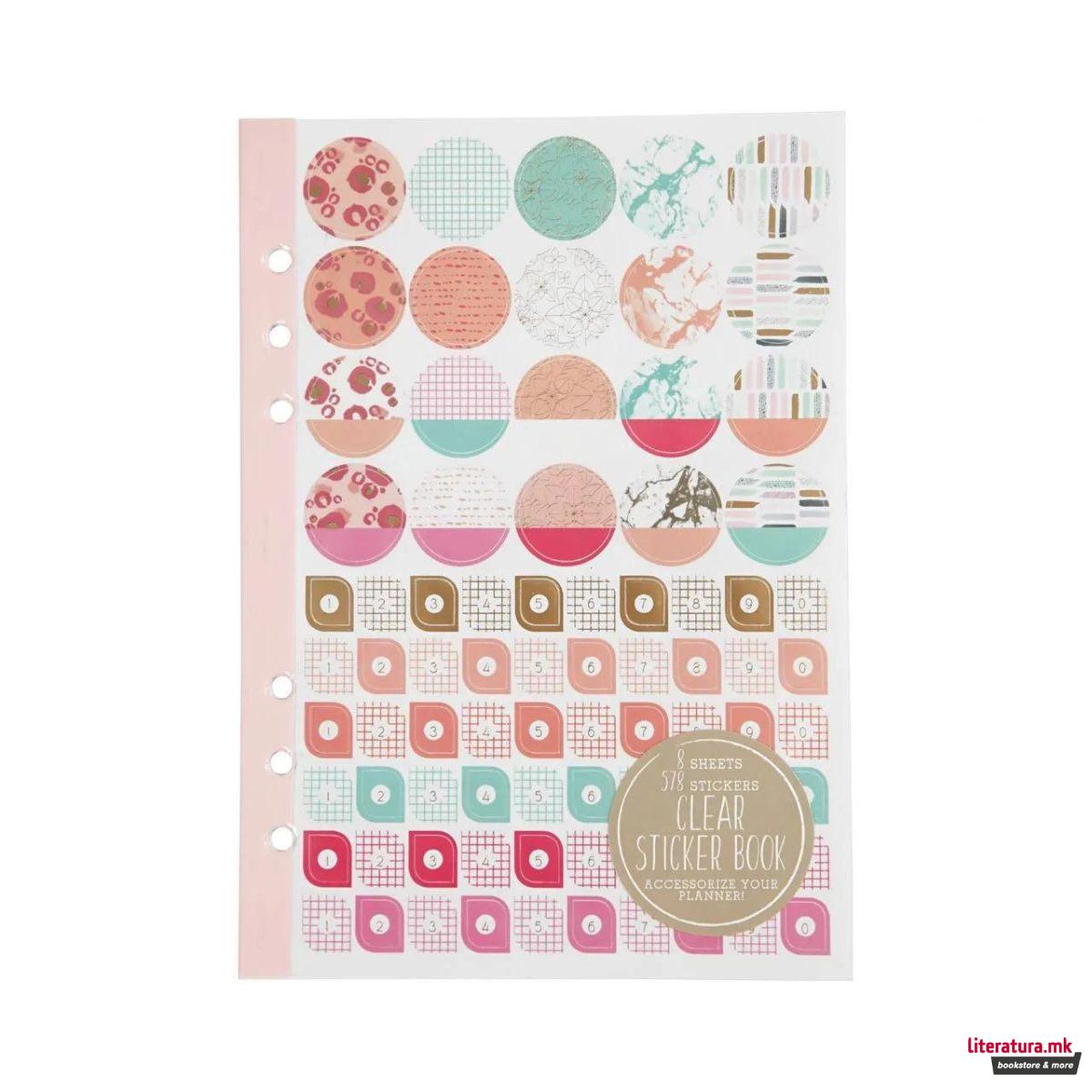 Книга со стикери, Gold/Red/Coral, 8 листа, А5