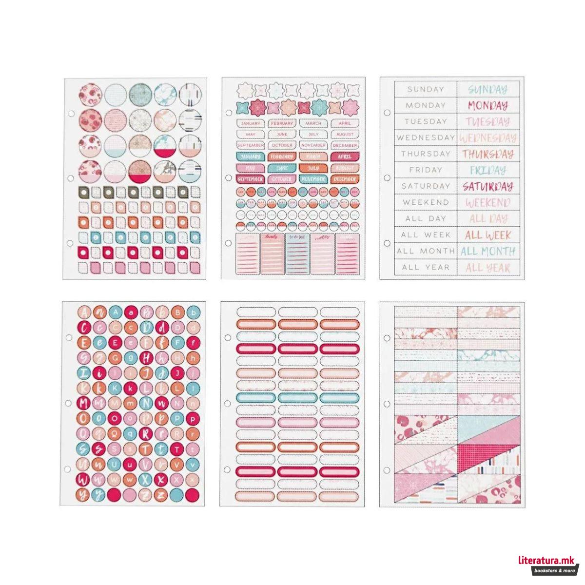 Книга со стикери, Gold/Red/Coral, 8 листа, А5