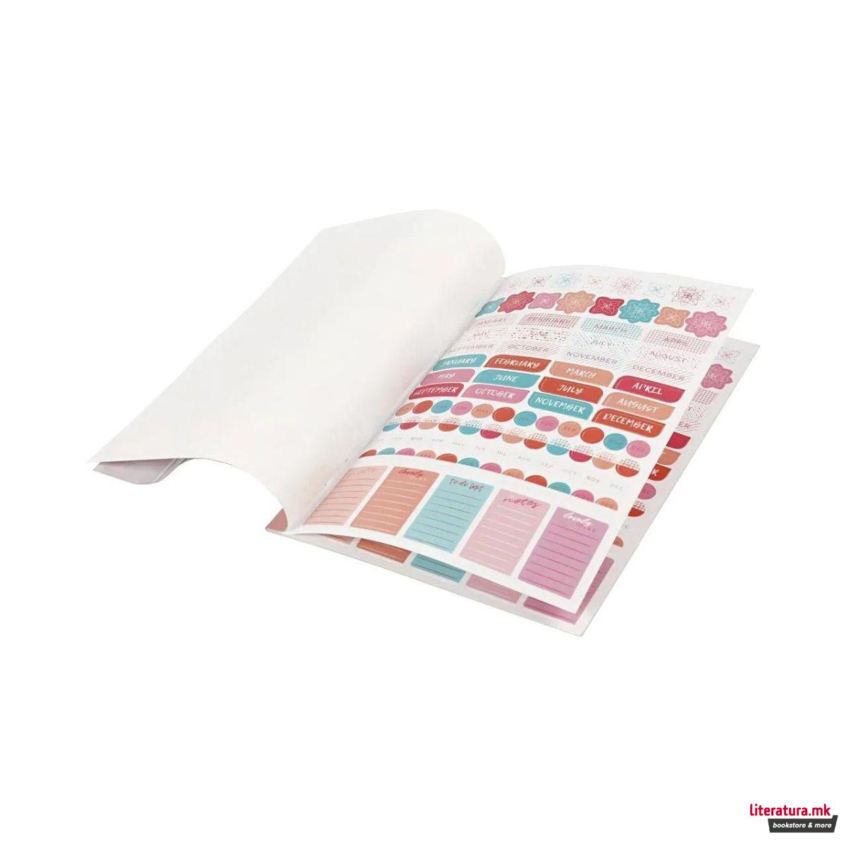 Книга со стикери, Gold/Red/Coral, 8 листа, А5