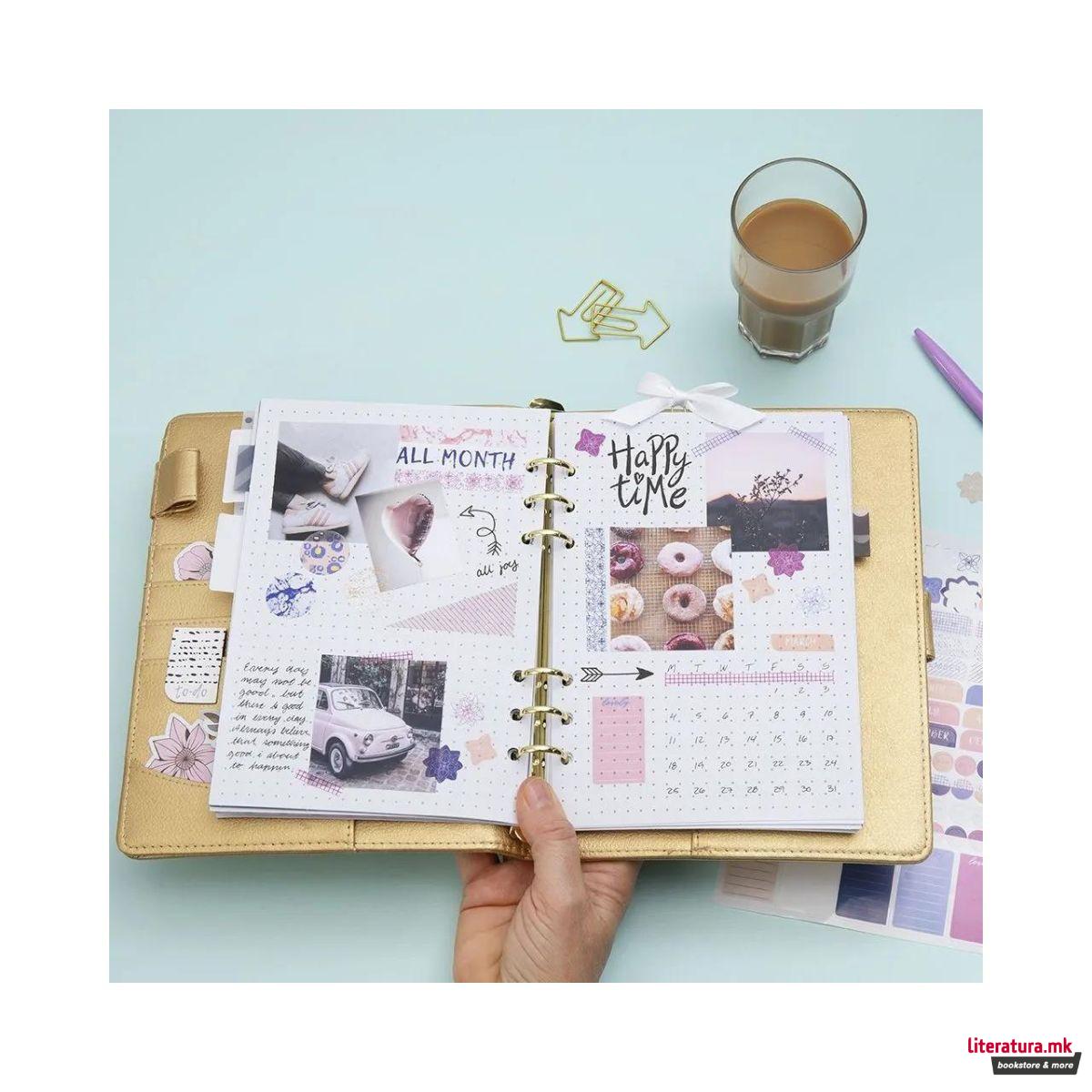 Книга со стикери, Gold/Purple/Rose, 8 листа, А5 