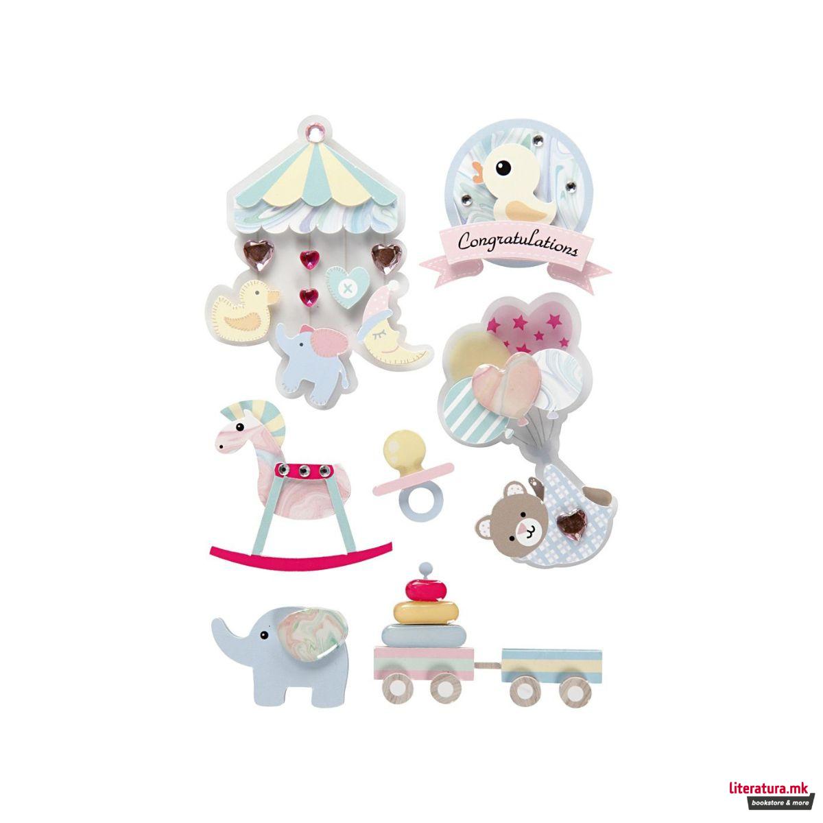 Сет од 8 3D стикери, Baby 