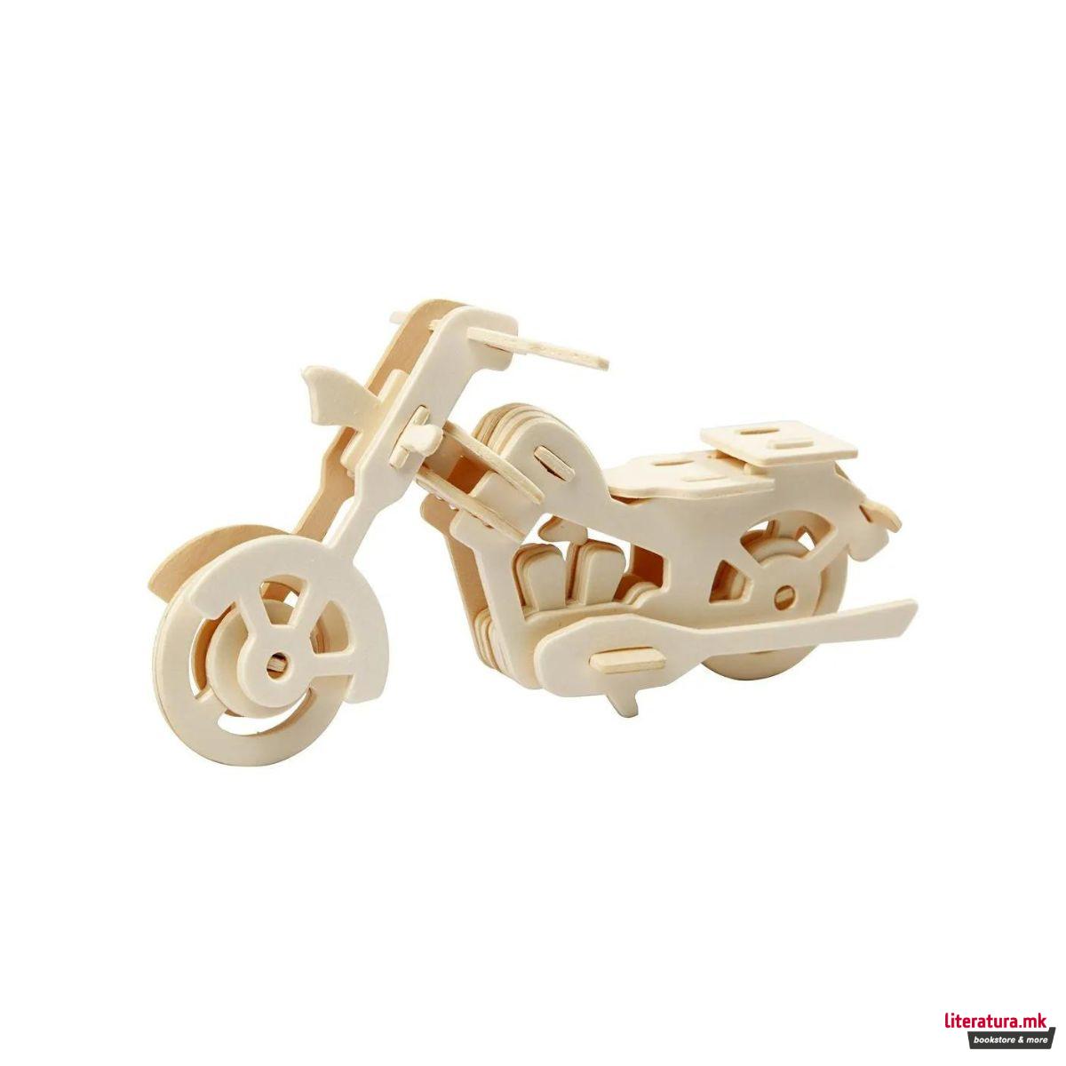 3D дрвена фигура на склопување, Motorbike, 19 cm 