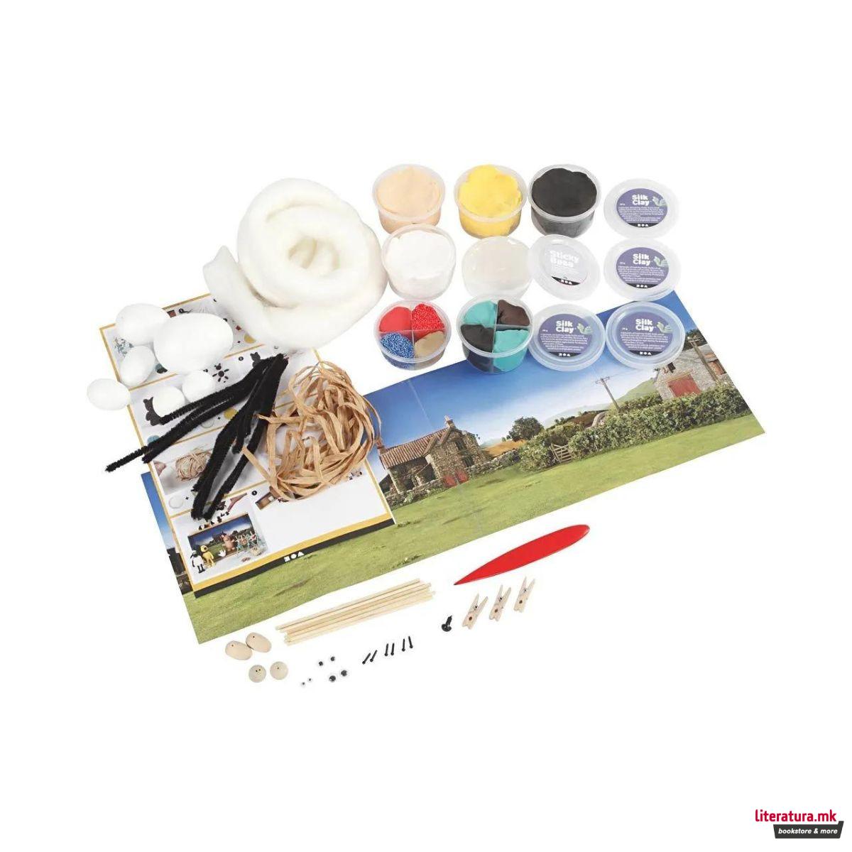 Сет за изработка со глина, Shaun the Sheep - Mossy Bottom Farm