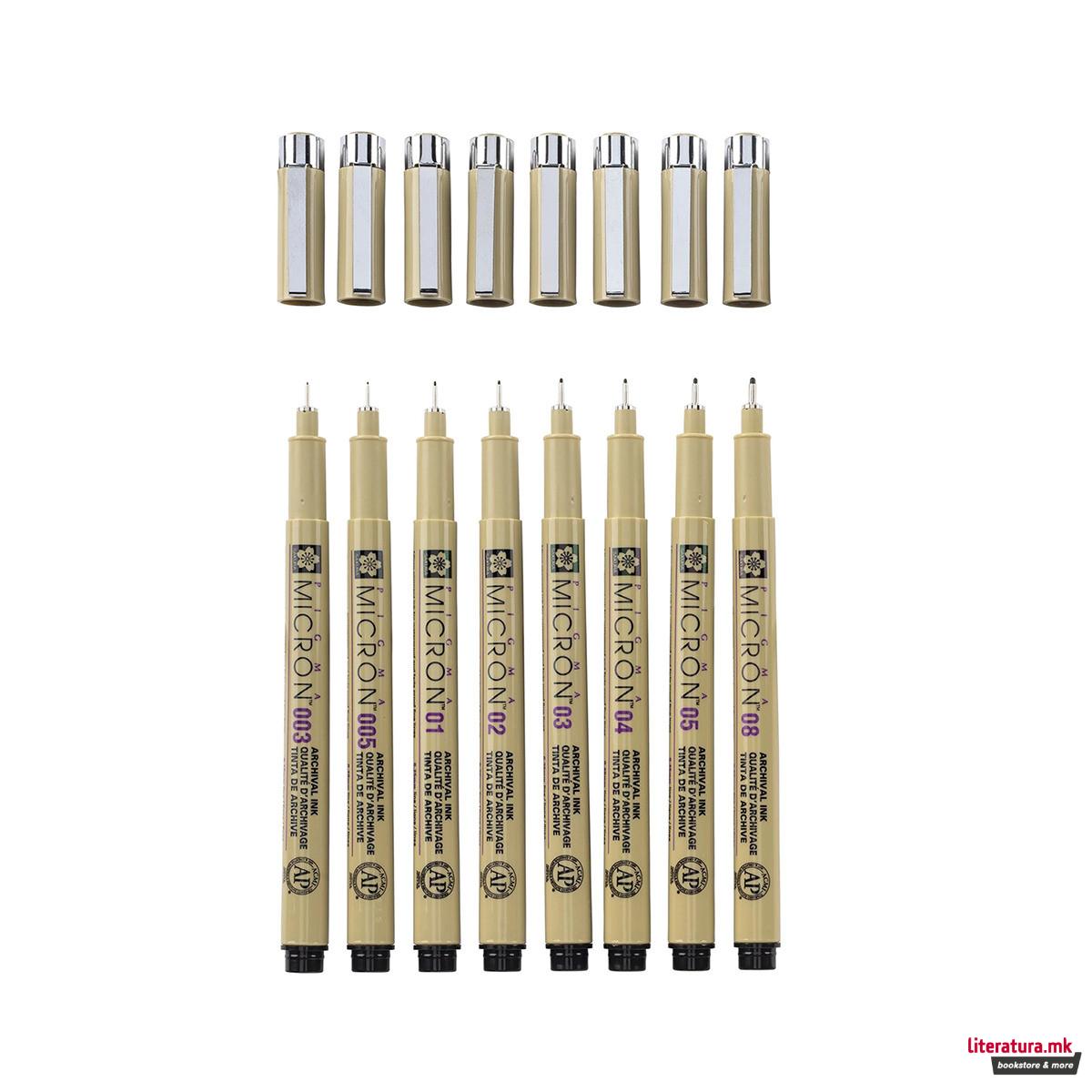 Сет фајнлајнери, Sakura - Pigma Micron Black, 1/8 