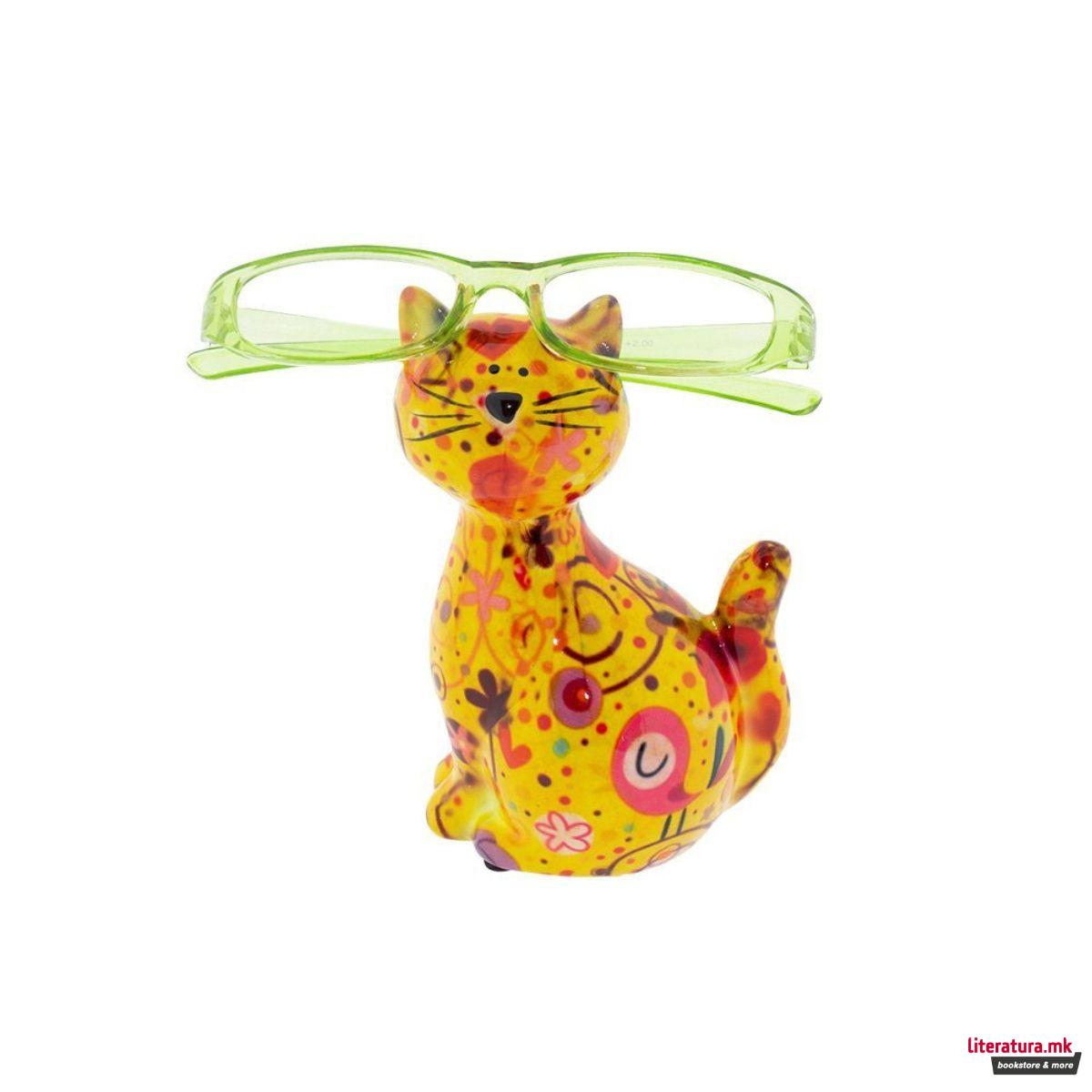 Држач за очила, Caramel, жолт со цветчиња и птици, S 