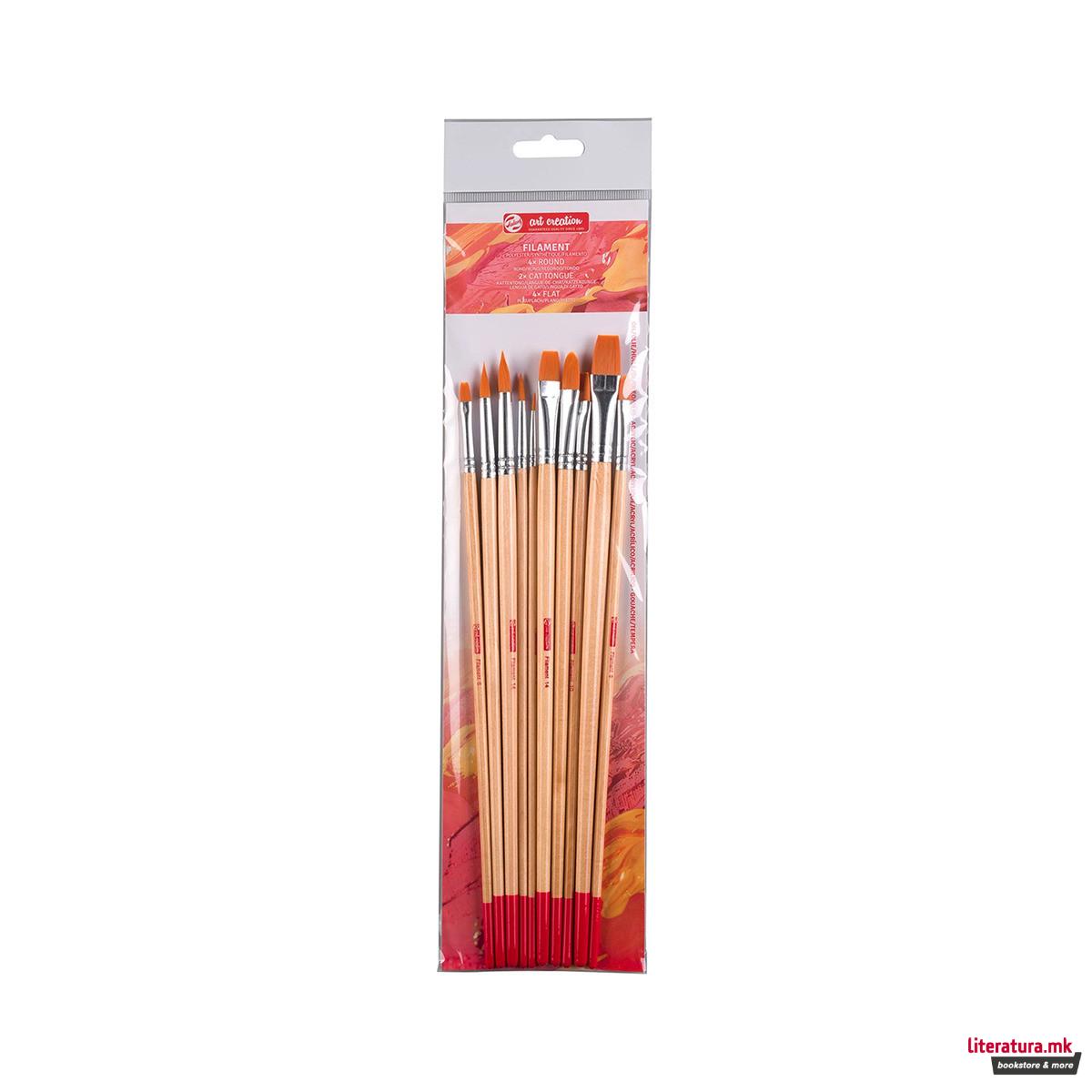 Сет од 10 четки од синтетички влакна, Talens Art Creation - Polyester 