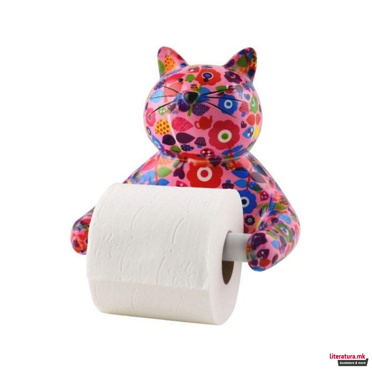 Држач за тоалетна хартија, Caramel, розев со цветчиња 