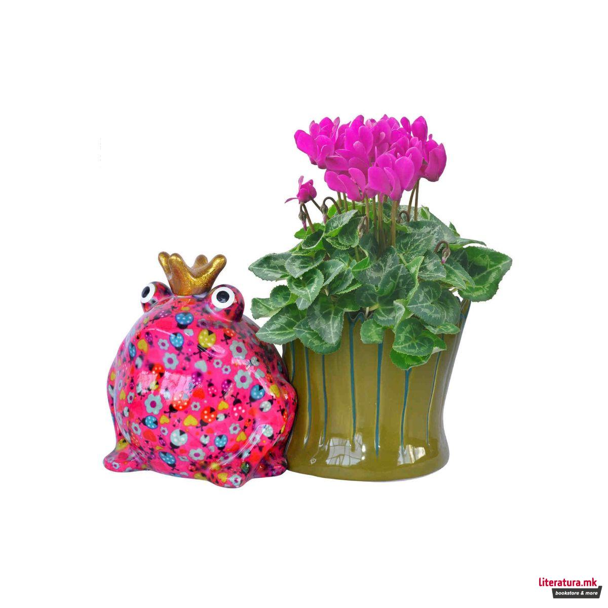 Саксија за цвеќе, Freddy, розева со цветчиња, М 