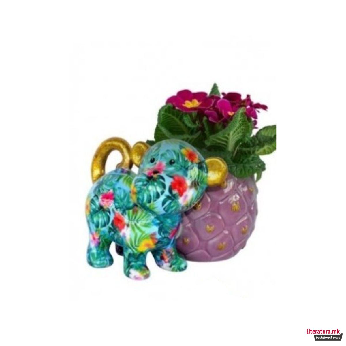 Саксија за цвеќе, Bubbles, сина со цветови и лисја, S 